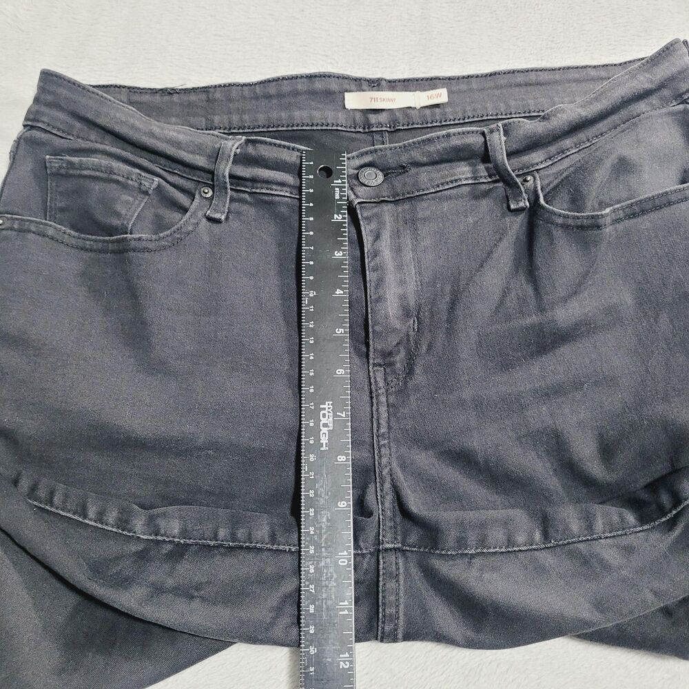Levi's 711 Skinny Jeans Womens 16W Black Dark Wash Mid Rise Stretch Denim - Picture 15 of 16